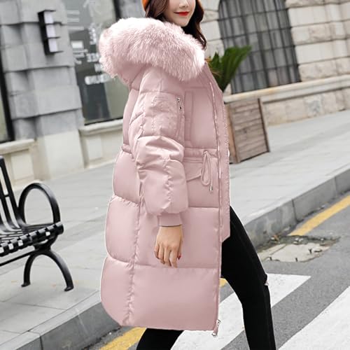 Angxiwan frauenmantel kapseln Wintermantel Winterjacke Lang Puffer Jacke Warm Gefüttert Winterparka Winter Mantel Parka Steppmantel Reißverschluss Daunenmantel mit Kapuze daunenjacke damen