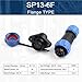 MEWWVJDS SP13 Flange Type Waterproof Socket Electrical Cable Wire Outdoor IP68 Industrial Connectors Male Female(SP13-6F)