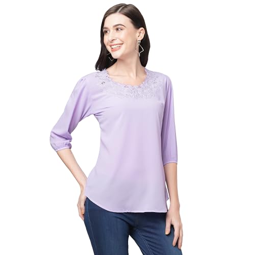 Image of GO-4 IT Women's Top with Cutwork Embroidery in Neck