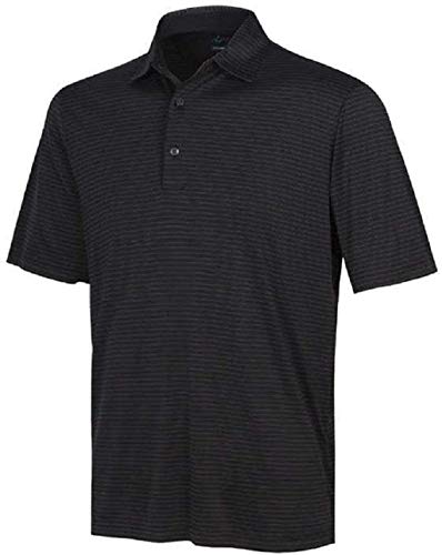 Greg Norman Mens Play Dry Ml75 Polyester Short Sleeve Striped Polo Shirt (Black, Medium) #TOP19