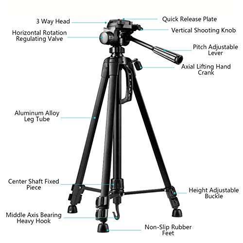 zetongARVIEMI Zetong Dreibein-Ständer, 139,7 cm, ausziehbares Mini-Handy-Stativ mit tragbarer Tasche, Bluetooth… – Bild 6