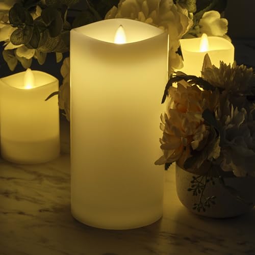 Image of Mikasa Real Wax Wavy Top Dancing Flameless Candles, Exquisite White Battery Candles for Wedding, Christmas Decorations, and Everyday, 4x8 Inch