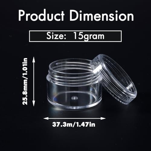 15 Grams Small Plastic Jars with Lids, 12 Pack Travel Cosmetic Containers, Empty Sample Jars with Lids, Body Butter Jars with Lidss and Makeup Spoons2