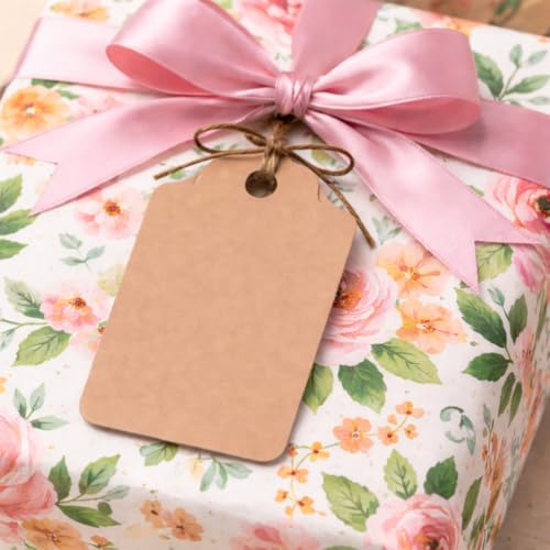 Image of CVANU 150pcs Premium Color Tag Blank Hanging with Pre-Punched Hole Tags for DIY Crafts, Gift Wrapping, Labelling & Writable Decorative Tags for All Occasions (2.85in X 1.7in) Light Brown1