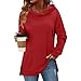 Hoodies for Women Oversized Loose Casual Long Sleeve Side Split Hem Hooded Sweatshirts Pullover Tunic Tops with Pocket Red