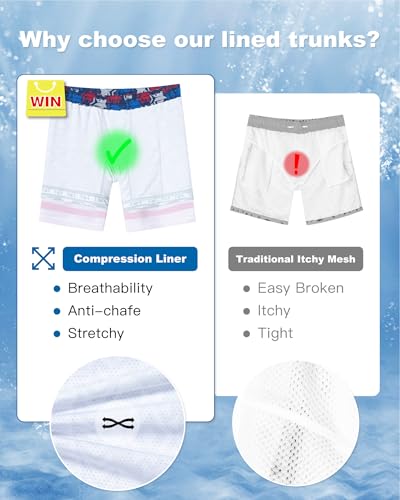 Image of SURF CUZ Mens Swim Trunks with Compression Liner Swim Shorts 7 inch Swimming Trunks Stretch 7 Inch Swim Suits Quick Dry