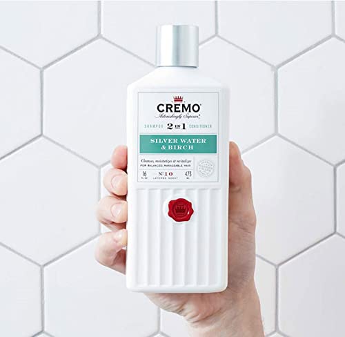 Cremo Barber Grade Silver Water & Birch 2-In-1 Shampoo & Conditioner, 16 Fl Oz (2-Pack) #TOP5
