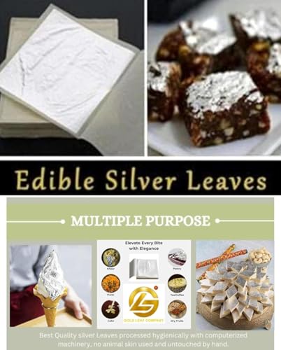 Image of Edible Silver Leaves 15.pcs Vark,varakh,5 inchx 3 inchinches waraq for Sweets Decoration,Cakes Decoration,Jain Temple,ayurvedic madicine,face Facial spa,serums,chyawanprash etc 15.Sheets