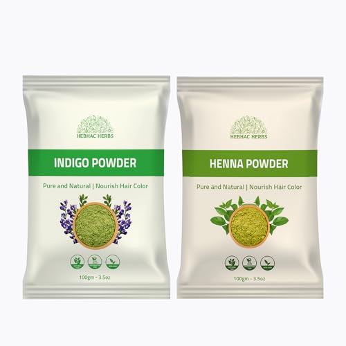 Henna and Indigo Powder for Hair Color Growth - 200g (100g Each) Pure and Natural Hair Dye
