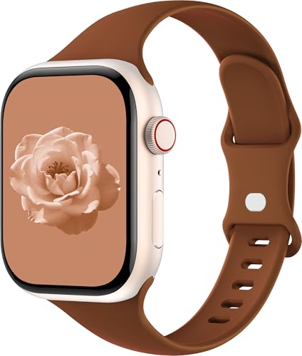 Image of Thin Silicone Band Compatible with Apple Watch 41mm 38mm 40mm 46mm 45mm 42mm 44mm, Slim Narrow Replacement Sport Strap Wristband for iWatch Series 11 10 9 8 7 6 5 4 SE Ultra 3 2 1 Women Men