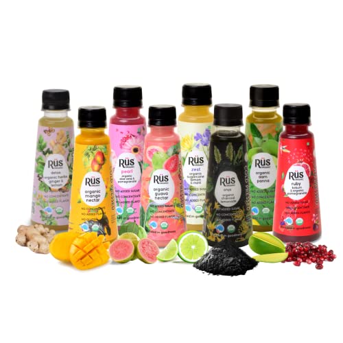 Rus Organic Juice Mix – (Pack of 08 x 200 ml) – Assorted Juices – No Concentrate – No Added Preservative – Pure Juice