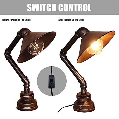Soxoce Table Lamp Vintage Industrial Water Pipe Table Lamp Copper Rustic Bedside Desk Lamp #TOP3