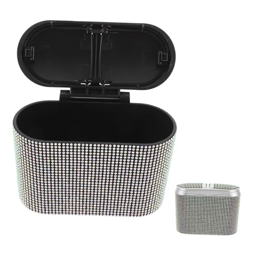 Poubelle de voiture pour femmes avec strass et couvercle amovible