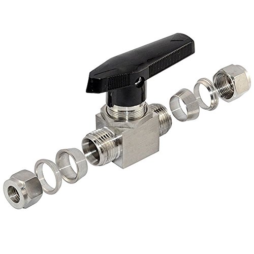 Robinet à bille 14mm inox 304 double virole pour isolation circuit NPT