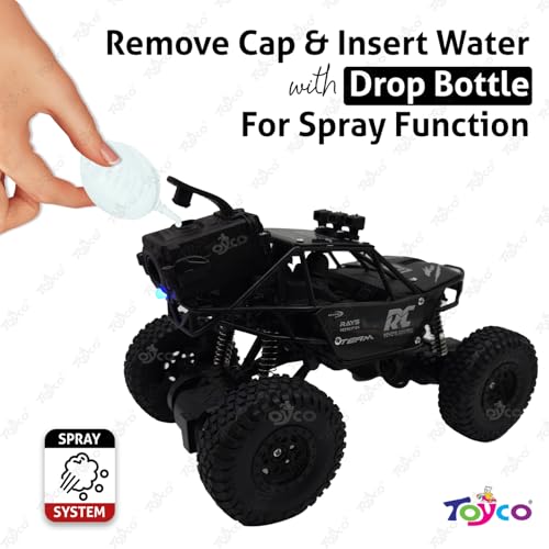Image of toyco Alloy Rock Crawler - Rechargeable Remote Control Car Toy with LED Smoke Effect and Anti-Slip Tyres| 1:18 Scale | Off-Road RC 2WD Monster Truck Gift for Kids Boys and Girls Age 4-12+ (Black)