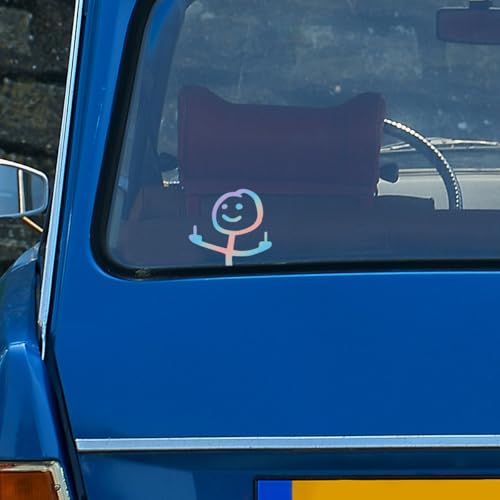Image of KITUREK Car Fuck You Meme Vinyl Sticker Decal, Colorful, Small | Funny Personalised Cartoon Middle Finger Sticker, Fit for Cars Windows Bumpers Trucks Motorcycles or Any Other Smooth Surface