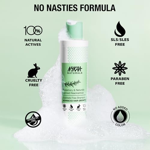 Image of Nykaa Naturals Rosemary & Naturally Derived Niacinamide Sulphate Free Shampoo| Promotes Advanced Hair Growth| Soothes Scalp| Nourishes Hair| Suitable for All Hair Types