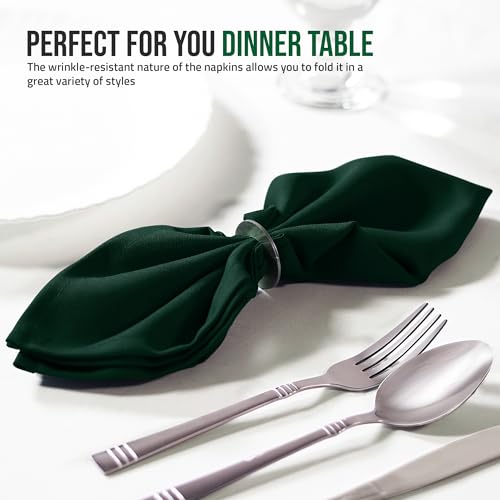 image for Utopia Home Hunter Green Cloth Napkins (12 Pack, 20x20 Inches), Ideal 