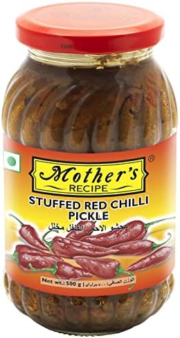 Mother's Red Stuffed Chilli Pickle, 500 g (Pack of 1)