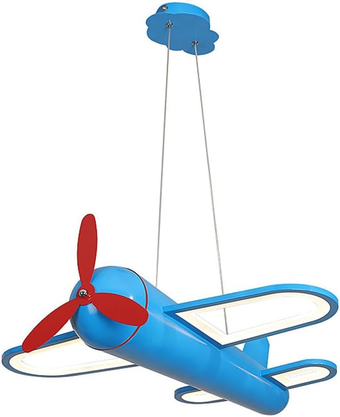 Led Ceiling Light 3-Color Creative Blue Airplane Ceiling Lamp Children's Room Hanging Lamp with Switch Control Boys Girls Room Baby Room Chandelier Bedroom Dining Room Living Room/Blue