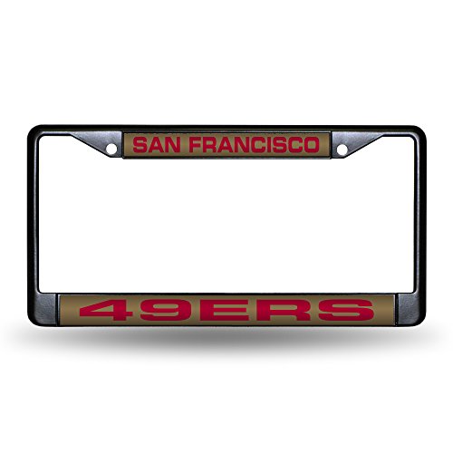 Rico Industries NFL Rico Industries San Francisco 49ers Black Black Laser Cut Chrome Frame 12" x 6" 12" x 6" Black Laser Cut Chrome Frame - Car/Truck/SUV Automobile Accessory