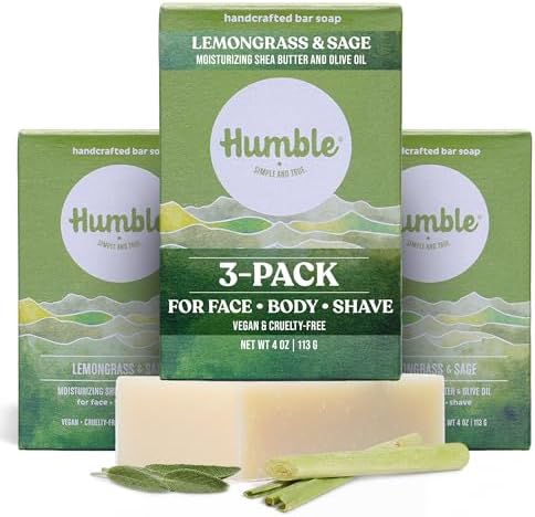 Humble Moisturizing Face & Body Bar Soap, Lemongrass & Sage - 3 Pack