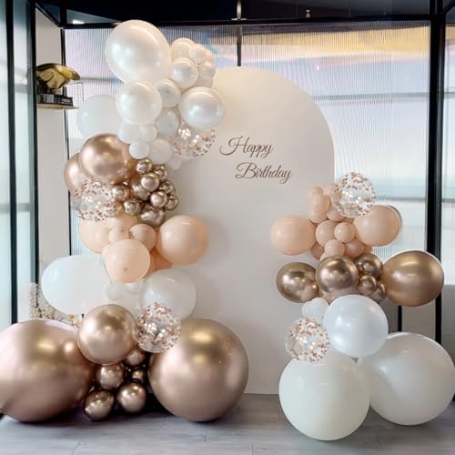 ZHIYAPA White Champagne Gold Balloon Garland Arch Kit, 167Pcs Neutral Balloons for Engagement Bridal Shower Wedding Baptism Baby Shower Boho Birthday Anniversary Decoration — view 3