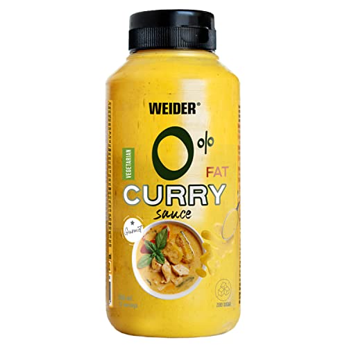 Weider Gourmet 0% Fat Curry Sauce (265 ml). New Recipe Curry Dressing Sauce 0% Fat, 0% Sugar, 100% Flavour. Low Calorie. Ideal for salads, vegetables, meat and fish.