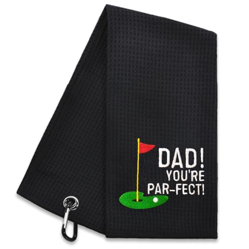 Hafhue Dad You're Par-FECT Embroidered Golf Towel, Dad Golf Towel, Golf Accessories for Men, Golf Gift for Dad Grandpa, Birthday for Dad Grandpa Golf Fan, Retirement Gift for Dad