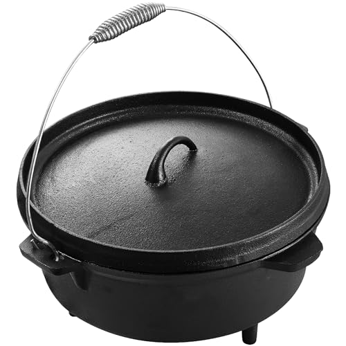 Vivicreate Cast Iron Dutch Oven 8 Quart Pre Seasoned Cast Iron Pot with Lid for Camping Cooking...