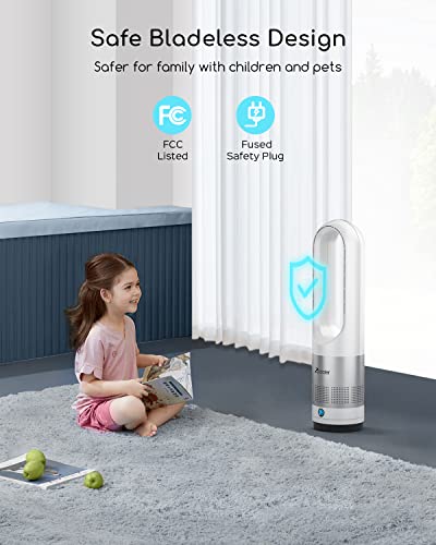 Zicooler Tower Fan For Bedroom, 22 Inch Bladeless Fan, 80° Oscillating Fan With Remote, 8 Speeds, 8H Timer, Quiet Desk Cooling Fan, Standing Floor Fans For Indoor Home Office Room #TOP1