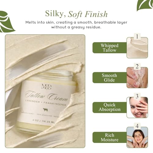M.D. Blend Tallow Cream Moisturizer With Lavender & Frankincense For Face & Body, Daily Hydration And Skin Care Support For Dry And Sensitive Skin