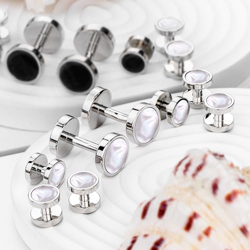 Image of HAWSON Fashion Mother-of-Pearl Tuxedo Shirt Button and Cufflink Set, Specially Designed for Wedding Business