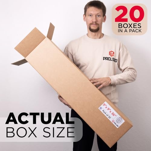 Image of Tall Cardboard Boxes 9 inchL x 9 inchW x 36 inchH (Pack of 20) - USA-Made Packing Boxes for Moving, Shipping, or Storage - USPS, UPS, FedEx Approved - Professional Packing Supplies for Moving | USA-Made Packing Boxes for Moving, Shipping, or Storage - USPS, UPS, FedEx Approved - Professional Packing Supplies