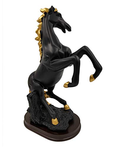 Image of AUGEN Polyresin Black Horse Statue Showpiece for Home Decor Decoration and Gifting (680C, 9 Inch)