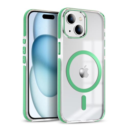Image of MINTZZ ️ for iPhone 14 Case, Compatible with MagSafe, Military-Grade Protection, Yellowing Resistant, Scratch-Resistant TPU Back, Magnetic Phone Case (Green, iPhone 14)