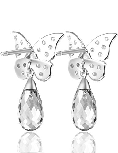 Sterling Silver White Topaz Gemstone Butterfly Stud Earrings For Women Teen Girls Birthday Gifts #TOP1