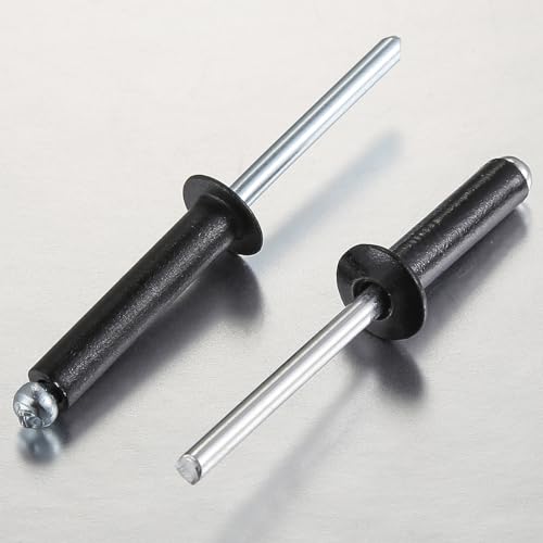 Image of Wensilon (350Pcs) 1 /8 inchx1 /4 inch Black Aluminum blind pro Rivets,Aluminum Grip and Steel Mandrel