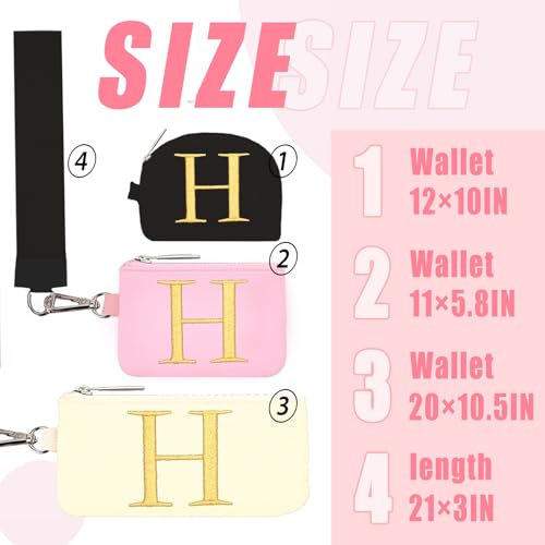 Mini Zip Around Keychain Wristlet Wallets for Women and Girls: Three Coin Purses with 2 Straps - Best Gifts for Birthdays, Christmas, Wedding Parties, Valentine's Day, New Year (H, Black&Pink&Cream) — view 2