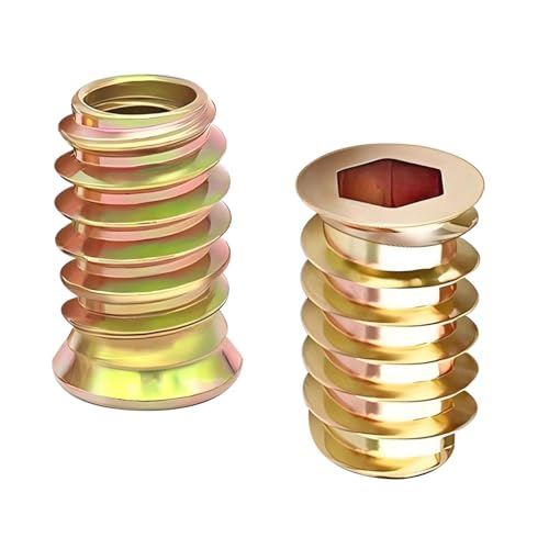 Qrity 20PCS Threaded Inserts Nuts, Hex Drive Head Nuts, Threaded Inserts for Wood Hex Socket Drive, Zinc Plated Carbon Steel