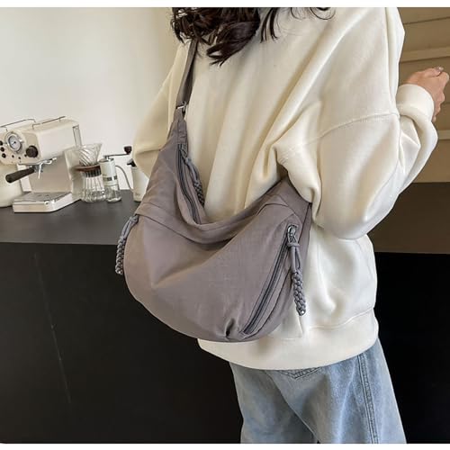 Image of Crescent Shoulder Bag Nylon Crossbody Bag for Women Nylon Hobo Bags Slouchy Sling Purse Dumpling Bags