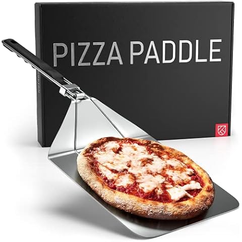 KENSINGTON LONDON Stainless Steel Folding Pizza Peel - For Professional, Pizzeria-Standard Results at Home Space-Saving, Ergonomic Handle, Corrosion-Resistant Metal Pizza Spatula Paddle - 10 inch Cover