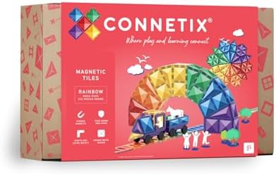 CONNETIX Magnetic Tiles Rainbow Mega Pack, 212 Pieces