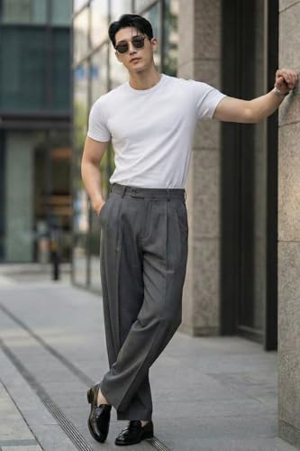 Image of Veirdo Men's Korean Style Pants with Modern Slim Fit Design, Comfortable Fabric, Casual & Smart Look, Perfect for Office and Outings (Sizes S to 2XL)