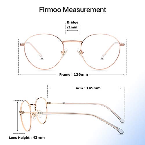 Firmoo Blue Light Blocking Glasses Women Men, Anti Eye Strain Anti Headache, Retro Round Metal Computer Glasses for Digital Devices, Metal Frame Eyeglasses (Rose Gold Frame) - Thumbnail 5