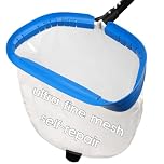TidyMister 14'' Ultra Fine Mesh Pool Skimmer Net Rake for Sand Silt Pollen Debris - Super Extra Fine Nylon Cleaning Pool Net for Above Ground & In-ground Swimming Pools
