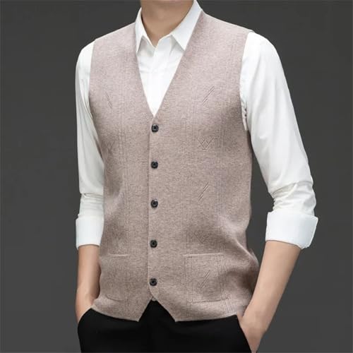 Vsadsau Men Warm Knit Sweaters Vest Button V-Neck Sleeveless Waistcoat Thick Casual Business Tank Top4