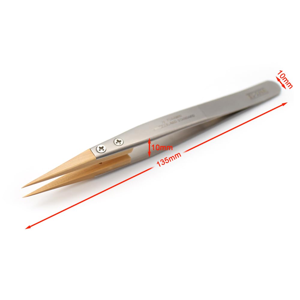 Pince à épiler antistatique de haute précision, outil de serrage d'horloger à pointe en bois, résistante à la rouille, n'endommage pas les mains de montre, indispensable pour la réparation et
