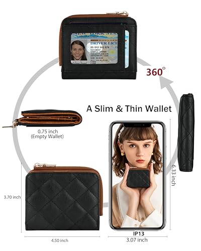 Small RFID Bifold Wallet for Women Slim Card Holder with Zipper Coin Pocket & 2 ID Windows,Compact Gift Wallet3