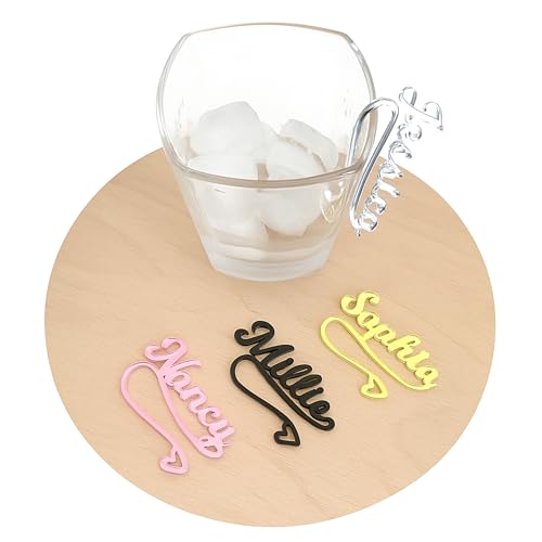 Ciondoli Personalizzati per Bicchieri di Vino con Cuore, Segnabicchieri eleganti matrimonio, Feste e Decorazioni, Anelli per bicchieri di vino personalizzati, Nomi Ospiti Tagliati al Laser (Design 4)